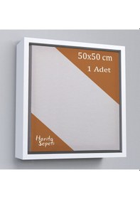 Resim Beyaz Çerçeveli Tuval 50 x 50 CM Kare Profesyonel %100 Pamuk Boş Tablo 
