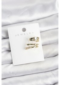 Resim Gold Renk Zirkon Taşlı Pirinç Kıkırdak Küpe Çok Renkli 