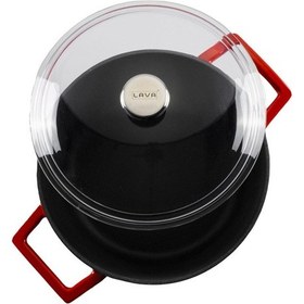 Resim Lava Döküm Yuvarlak Tencere Cam Kapaklı Glaze 20 CM 