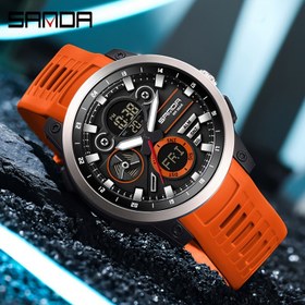 Resim Erkekler için SANDA Spor Saati, 50m Su Geçirmezlik, Kronometre, Takvim, Çift Açık Ekran, Çinko Alaşım Kasa, TPU Kayış, Pil ile Çalışır, Yuvarlak Kadran, Elektronik Sürücü - İdeal Açık Hava ve Festival Hediyesi, Kronograf 