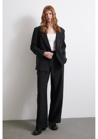 Resim Never More Bel Detaylı Wide Leg Pantolon Siyah Siyah 