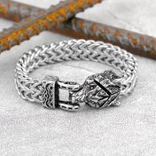 Resim 1 Adet Viking Kurt Başlı Bileklik - Erkekler İçin Paslanmaz Çelik File Motosiklet Takısı, Detaylı Kurt Tasarımı ile Dayanıklı ve Şık Doğum Günü Yıldönümü Hediyesi 