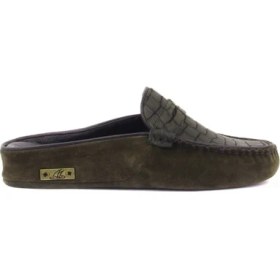 Resim Sail Lakers - Haki Süet Deri Kadın Ev Terliği 