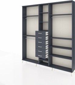 Resim Arges Dolap 10 Raflı 6 Çekmeceli 3 Askılı 220x30x243 Antrasit-antrasit/antrasit Antrasıt/antrasıt 