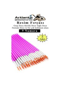 Resim Resim Fırçası 9 Numara 5 Adet Yuvarlak Uçlu Sentetik Resim Fırça Ekonomik Suluboya Akrilik Boya Guaj Boya Yağlı Boya 