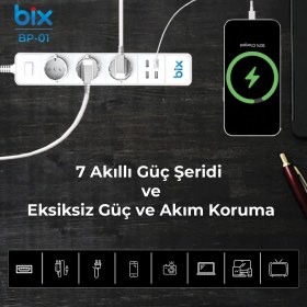 Resim Bix Bp-01 Wifi Akım Korumalı Hızlı Şarj Özellikli Akıllı Priz 