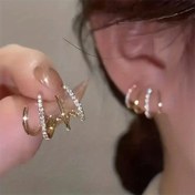 Resim Güzeldir ve seksi bir tarzda kuyruk delikleri, bakır delikli gümüş kaplama alaşımlı, sentetik zirkonyumlu, günlük, parti, düğün için - Japonya ve Güney Kore parlak tarzlı takılar, Noel tüm mevsimler için hediye 