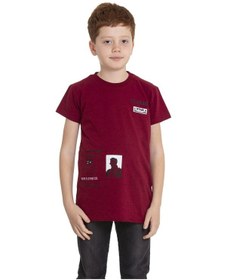 Resim Bordo Courage Baskılı Bisiklet Yaka 5-16 Yaş Tişört 2007-8 Bordo 