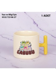 Resim Labubu Kaliteli Porselen İsim Yazılabilir Premium Hediyelik Baskılı T Kupa Bardak Doğum Günühediyesi Sarı 