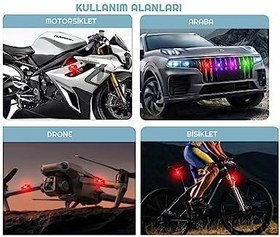Resim 2 Adet Rgb Drone Araba Uçak Kanadı Motosiklet Şarjlı Mini Led 