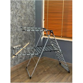 Resim UltraNova Çift Katlı Alüminyum Çamaşır Askısı, Gümüş, TR Menşei, Dayanıklı ve Hafif Tasarım 