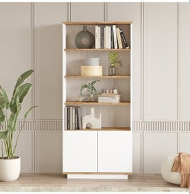 Resim Yurudesign Future Kitaplık Raf 2 Kapaklı Raflı 168cm Çam-Beyaz FR16-AW 