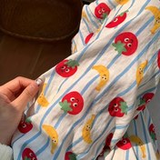 Resim Kadınların Yatak Pantolonları Tüm Mevsimler Karikatür Domates Baskılı - Sevimli Bol Çizgili Pijama, Rahat Yumuşak Nefes Alabilen Kumaş, Ev Eğlence Seti, Canlı Uyku Giyimi, Yumuşak Malzeme 