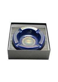 Resim Parmida Lacivert Gold Desenli Yuvarlak Dörtlü Porselen Puro Küllüğü - Tr9727 