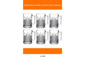 Resim Letsii 6'lı Kulplu Şık Kristal Meşrubat Bardağı Seti 