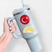 Resim Su geçirmez Vinil Türk Bayrağı Stickerı, Mat Yüzey, Yeniden Kullanılabilir Arabalar, Kamyonlar, Dizüstü Bilgisayarlar, Telefonlar, Pencere Sticker Çiçekler - Plastik, Ahşap, Cam, Seramik, Türkiye'ye Yapışır, Çoklu Kullanım 