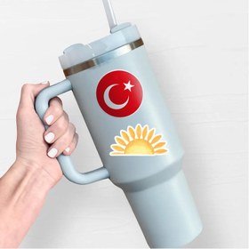 Resim Su geçirmez Vinil Türk Bayrağı Stickerı, Mat Yüzey, Yeniden Kullanılabilir Arabalar, Kamyonlar, Dizüstü Bilgisayarlar, Telefonlar, Pencere Sticker Çiçekler - Plastik, Ahşap, Cam, Seramik, Türkiye'ye Yapışır, Çoklu Kullanım 