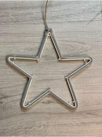 Resim OKYANUSAYD 220 VOLT DIŞ MEKANA UYGUN 30X30 CM ÖLÇÜSÜNDE GÜNIŞIĞI RENK ÇİFT TARAFLI YILDIZ DEKOR NEON LED IŞIK 