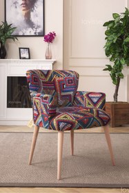 Resim LOVİSSE HOME Patchwork Desen Berjer Tekli Koltuk. Ofis, Balkon, Cafe, Bekleme, Güzellik Merkezi, Çay Seti 