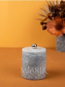 Resim MIARIK DESIGN & DEKORASYON Dekoratif Gri Mermer Pamukluk Gümüş Top Detaylı 
