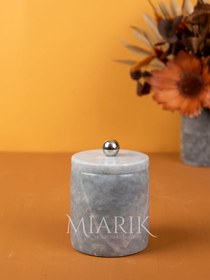 Resim MIARIK DESIGN & DEKORASYON Dekoratif Gri Mermer Pamukluk Gümüş Top Detaylı 