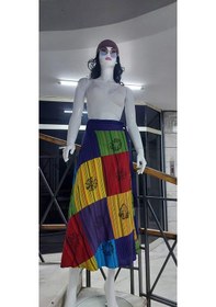 Resim Hint Etnik Kadın Patchwork Desenli Anvelop Etek 95 Cm Sarı 