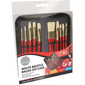Resim Daler Rowney White Bristle 10'lu Çantalı Fırça Seti 