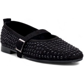 Resim Shoes Taşlı Tokalı Kadın Babet Siyah 