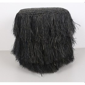 Resim Rafya Saçaklı Siyah Puf 45x48 Cm Siyah 