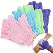 Resim 6 Adet Peeling Duş Eldiveni - Çift Taraflı Mikrofiber Banyo Eldivenleri Spa, Masaj ve Vücut Kabuğunu Temizleme için, Karışık Pastel Renkler, Nazik Açık Bej Peeling & Temizlik, Rastgele Renk Karışımı, İki Yönlü Tasarım | Dayanıklı Ovma Kumaşı 
