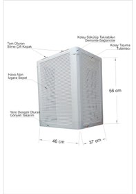 Resim Beyaz Çift Gözlü Kapaklı Kirli Temiz Renkli Beyaz Çamaşır Sepeti 