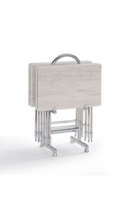 Resim Orkide Beyaz Desenli 4'lü Çanta Sehpa 