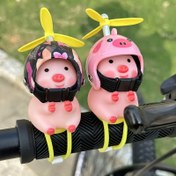 Resim 2 adet Sevimli Domuz Bisiklet Kolu Aksesuarı, Dayanıklı PVC, Kask ve Pervane ile, Motosiklet ve Bisiklet için, Domuz Sevgilileri için Hediye 