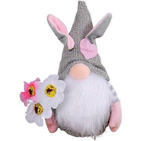 Resim Paskalya Yüzsüz Cüce Tavşan Bebek Bahar Paskalya Festivali Parti Ev Dekorasyonları Çocuklar Hediyesi İyilik Tavşan Havuç Süsü Gri Çiçekli 