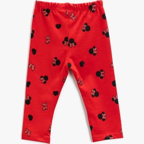 Resim Kız Bebek Minnie Mouse Baskılı Tayt Lisanslı Pamuklu 