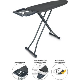 Resim Pratik ve Şık Silikon Ütü Masası ve Kurutmalık Seti, Antrasit Renkli 