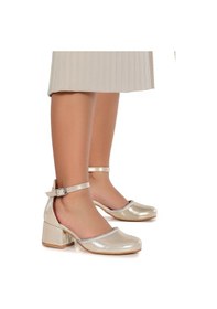 Resim Kiko Kids Ressa Taşlı Kız Çocuk 5 Cm Topuklu Sandalet Abiye Ayakkabı Altın Altın 