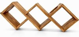 Resim Doğal Ahşap Dokaratif Masa Üstü Moderen Üçlü Şaraplık Standı, Koyu Meşe 