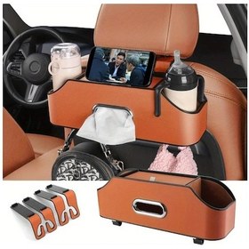 Resim Xuweiwei Araç İçi Orange Saklama Organizatörü 2 Bardak Tutuculu Seyahat Aksesuarı 