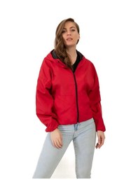 Resim Spor Kadın Kapüşonlu Su Ve Rüzgar Geçirmez Oversize Yağmurluk - Rüzgarlık-132 Kırmızı 