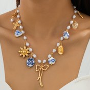 Resim 1 adet Zarif Boho-İlhamlı Seramik ve Metal Yay Kolye ile İnci ve Boncuk Detayları - Günlük Giyim, Partiler ve Hediyeler için Mükemmel (Her Tulip Tasarımı El Yapımı ve Benzersiz), Günlük Takı|Boho-İlhamlı Tasarım|Seramik Kolye, Seramik Takı 