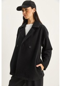 Resim Shade Kadın Kruvaze Yaka Cep Detaylı Kaşe Blazer Ceket 60283757 - Siyah 