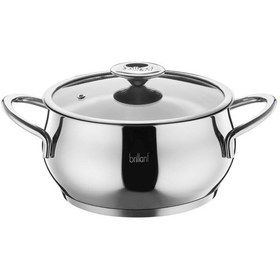 Resim Brillant Paslanmaz Derin Çelik Tencere Cam Kapaklı Sulu Yemek Tenceresi 20 Cm- Tn-5872 Gri 