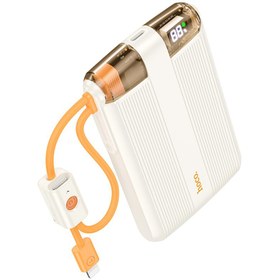 Resim Hoco J127 10.000 mAh Dijital Göstergeli Dual Kablolu 20W PD Mini Powerbank - Beyaz 