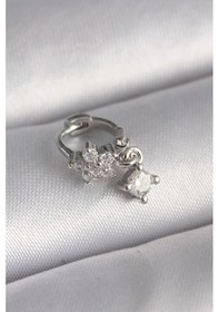 Resim Forwhat Zarif Kadın İçin Silver Çelik Zirkonlu Çiçek Tip Tragus Piercing Çok Renkli 