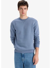 Resim Defacto Regular Fit Bisiklet Yaka Basic Düz Kalın Sweatshirt T3777az25augr171 Gri 
