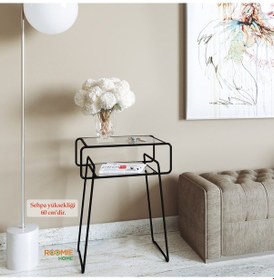 Resim Catchme Retro Yan Sehpa. Metal Sehpa.Cam Sehpa.Salon. Yatak Odası 