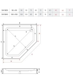 Resim Albert Beşgen Duş Teknesi (Monoblok) 100*100 