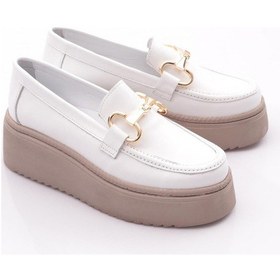 Resim Mammamia D24ya-3055 Kadın Deri Loafer Ayakkabı D24YA-3055-R7263 Beyaz 