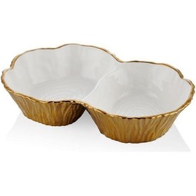Resim Lamedor Unformed Beyaz Gold 2 Gozlu Servıs Kasesı34x23x6,7 Cm 